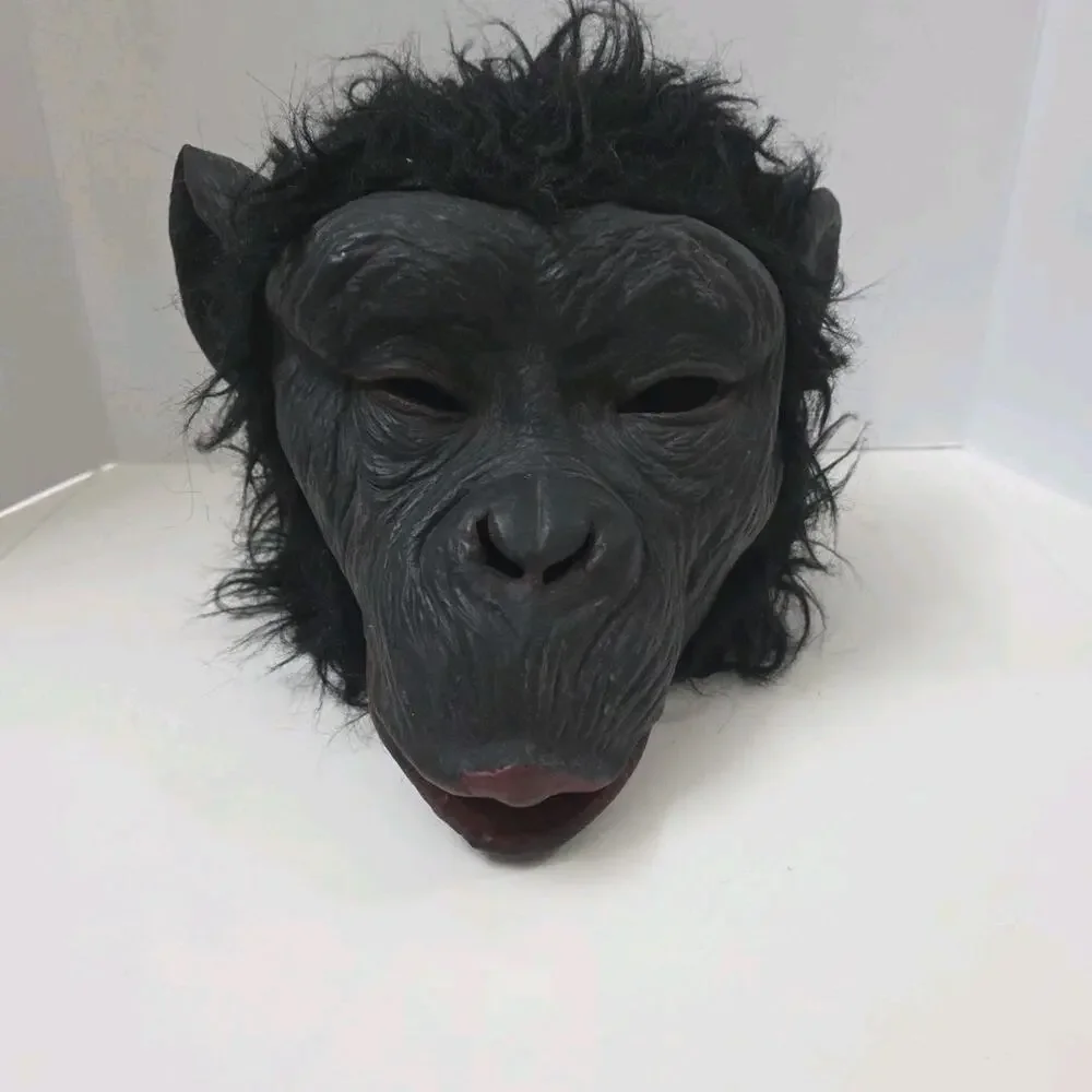 Realistic Monkey Mask Latex Chimpanzee Costume Adult Halloween Animal Mask